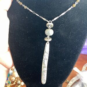 Silver Crystal Pendant Necklace with Delicate Chain